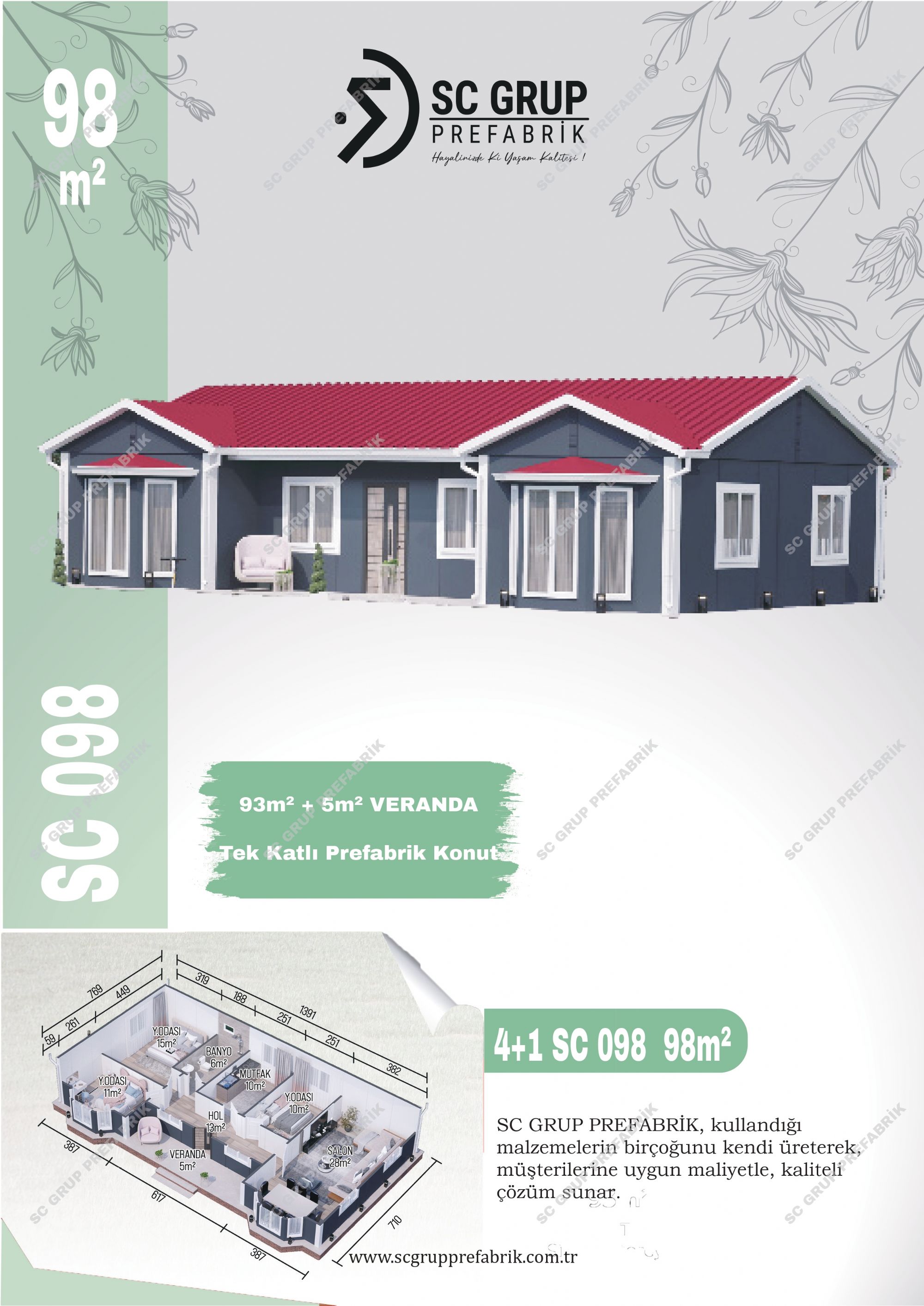 98 m� 4+1 Kampanyal� Prefabrik